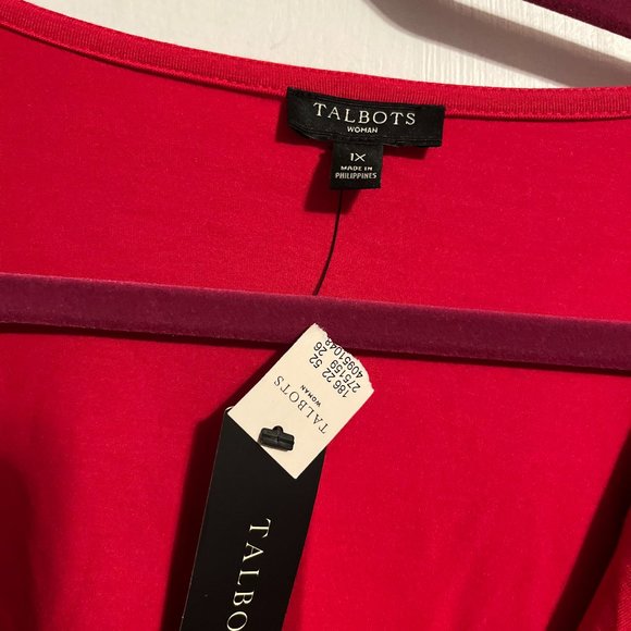 NWT TALBOTS WOMAN RED V-NECK SHORT SLEEVE BLOUSE SZ 1X - Picture 2 of 6
